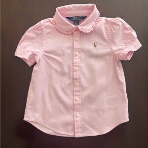 Polo by Ralph Lauren Light Pink Ruffle Collar Button-Down Shirt